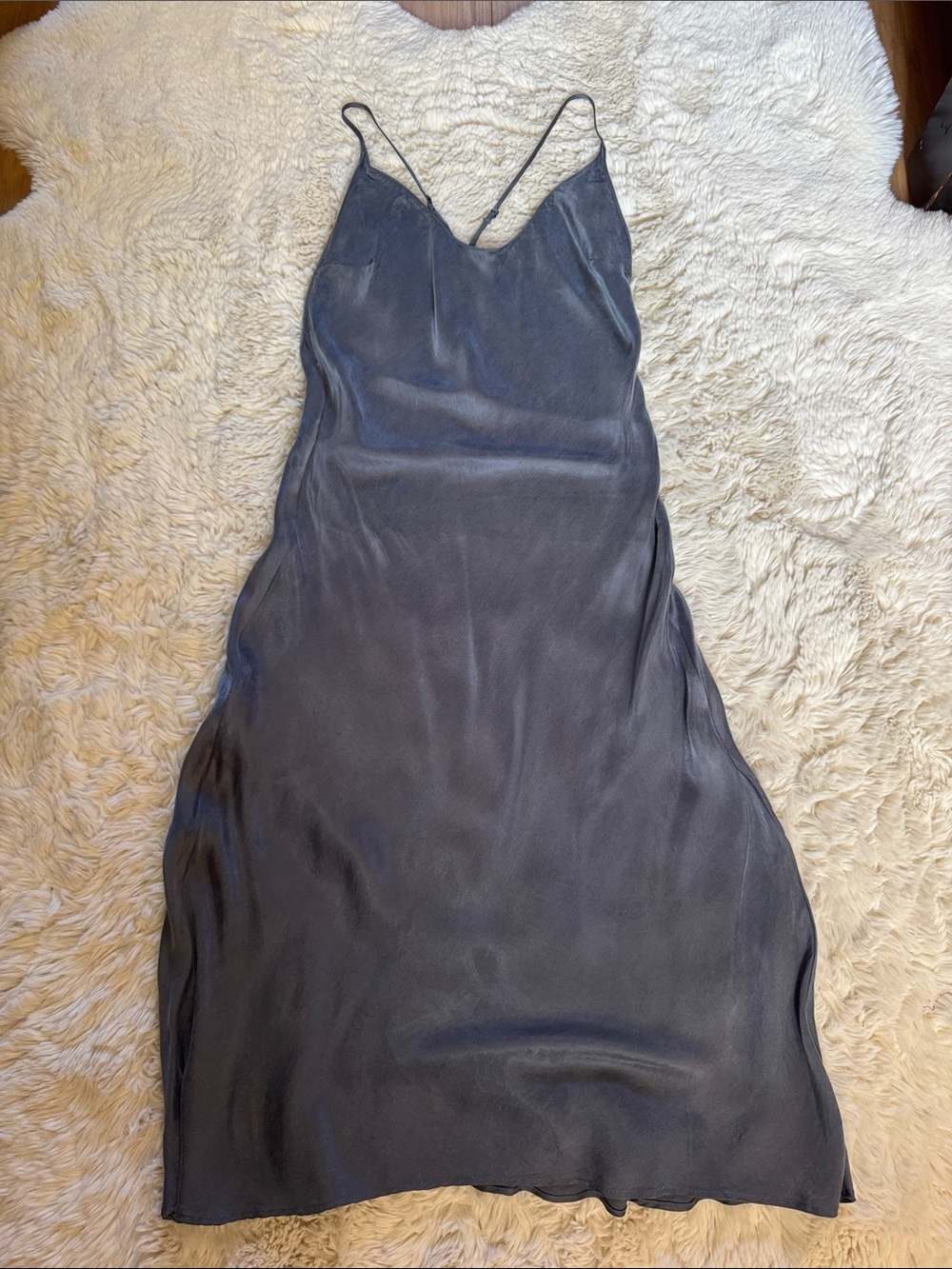 Victoria’s Secret Silky Slip Dress in Charcoal Gray Blue